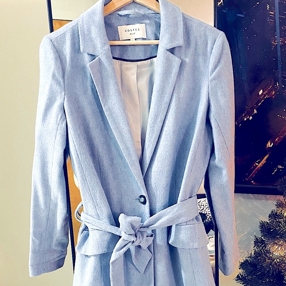 Costes Light Blue Wool Spring Coat